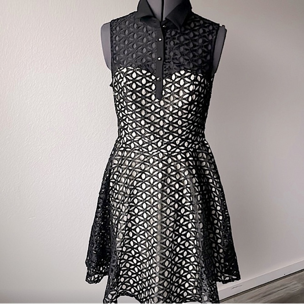 Lucy Paris dress black lace collared dress NWT